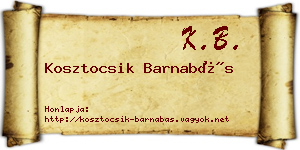 Kosztocsik Barnabás névjegykártya